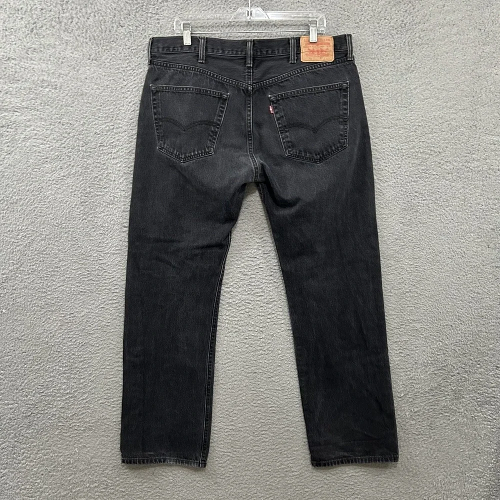Levis‎ Jeans Mens 38x32 Black Denim 501 Straight Leg Button Fly American Y2K